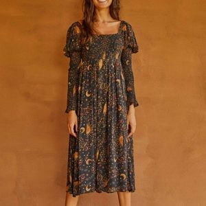 Farm Rio Leopard Sky Midi Dress